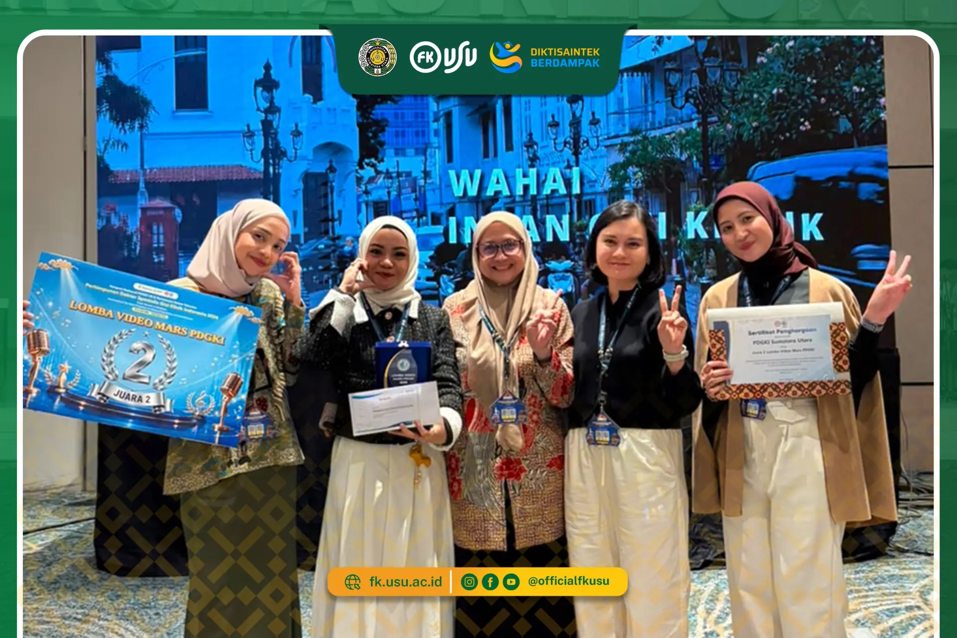 Tim Gizi Klinik FK USU Raih Juara II Lomba Video Anthem PDGKI pada Kongres Nasional PDGKI VII Tahun 2026